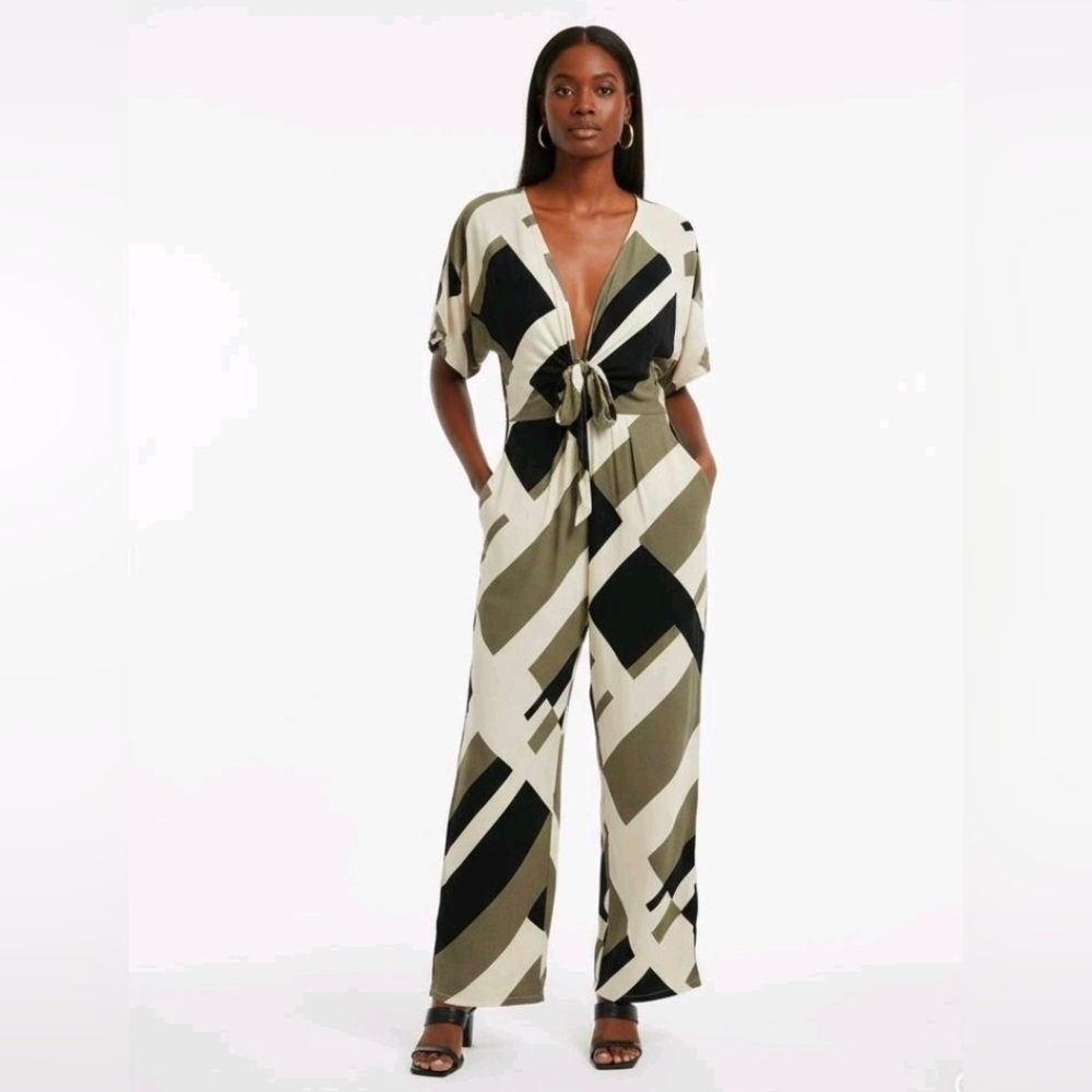 Bel Kazan Poppy Geometric Printed‎ Jumpsuit SZ XS